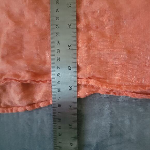 Talbots Popover Shirt Plus 3X Linen Long Sleeve Roll Tab 100% Linen Top Orange - Picture 8 of 12